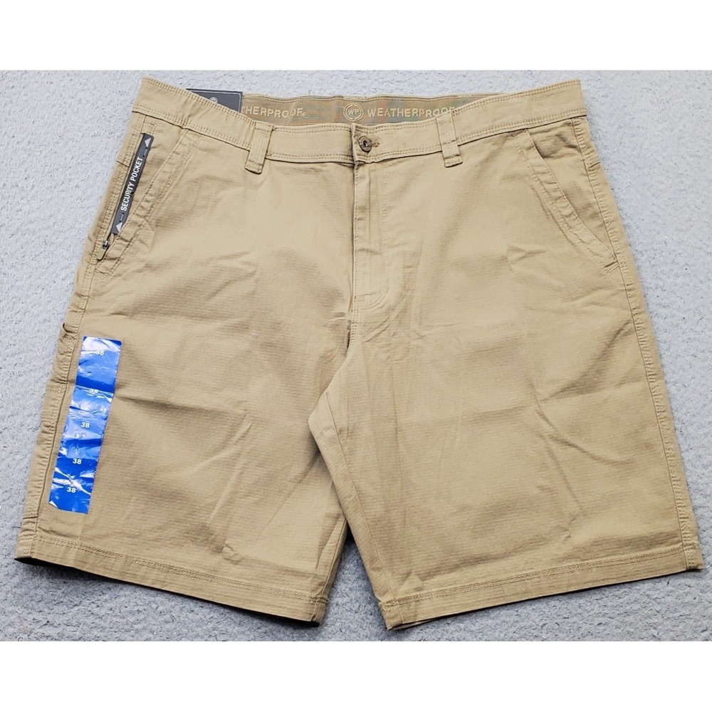 Weatherproof Golf Shorts Mens 38 Tan Flex Waist Flat Front Performance Stretch